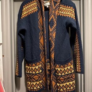 Lucky Brand Navy and Orange Knit Sweater